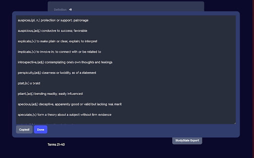 StudyState Export  from Chrome web store to be run with OffiDocs Chromium online