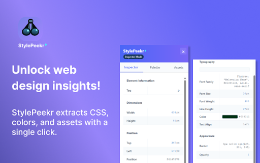 StylePeekr  from Chrome web store to be run with OffiDocs Chromium online