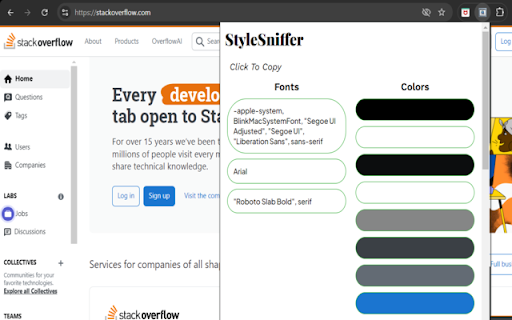 StyleSniffer  from Chrome web store to be run with OffiDocs Chromium online
