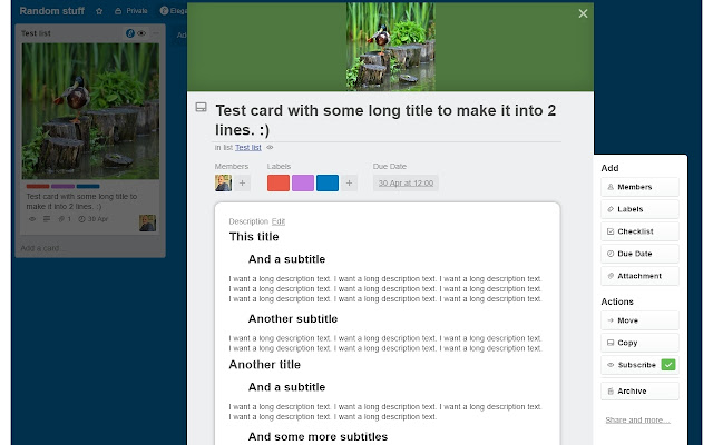 Styling Trello  from Chrome web store to be run with OffiDocs Chromium online