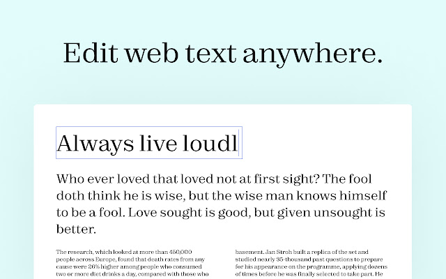 Subeditor: Webpage Text Editor  from Chrome web store to be run with OffiDocs Chromium online