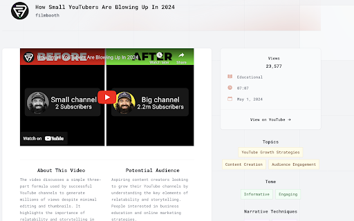 Subscribr YouTube Video Breakdown  from Chrome web store to be run with OffiDocs Chromium online
