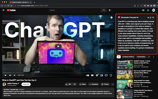SubtifyAI: Summarize Videos Subtitles with AI  from Chrome web store to be run with OffiDocs Chromium online
