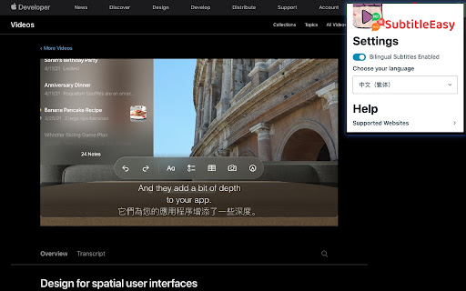 SubtitleEasy  from Chrome web store to be run with OffiDocs Chromium online
