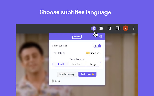 Subtly — Subtitles. Translator. Word training  from Chrome web store to be run with OffiDocs Chromium online