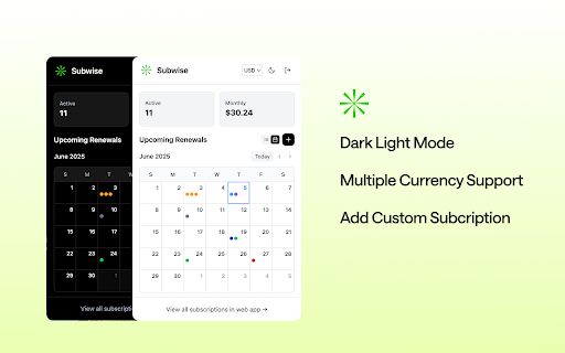Subwise Subscription Manager  from Chrome web store to be run with OffiDocs Chromium online