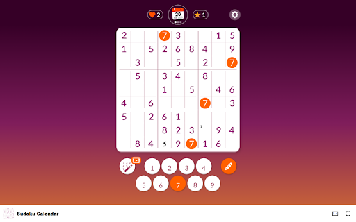 Sudoku Calendar Game Play Free, Ad Free Sudoku Anytime!  from Chrome web store to be run with OffiDocs Chromium online