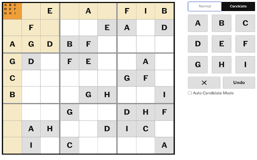 Sudoku Letters  from Chrome web store to be run with OffiDocs Chromium online