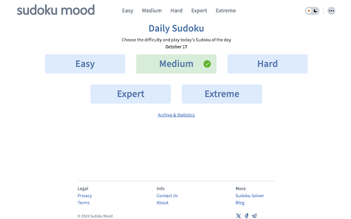 Sudoku Mood  from Chrome web store to be run with OffiDocs Chromium online