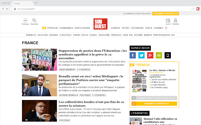 Sud Ouest Lactualité de votre région  from Chrome web store to be run with OffiDocs Chromium online