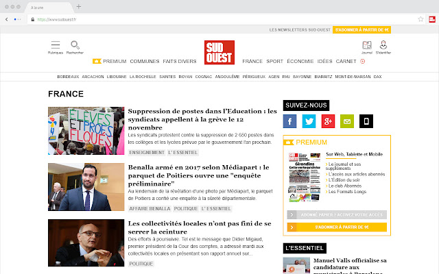 Chrome 网上商店的 Sud Ouest Lactualité de votre région 将与 OffiDocs Chromium 在线一起运行