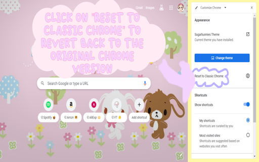 Sugarbunnies Theme  from Chrome web store to be run with OffiDocs Chromium online