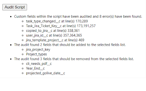 Suite Projects Pro Script Custom Field Audit  from Chrome web store to be run with OffiDocs Chromium online
