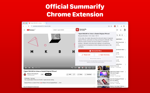 Summarify  from Chrome web store to be run with OffiDocs Chromium online