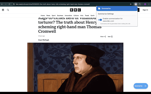 Summarize: AI Powered Text Summary Tool  from Chrome web store to be run with OffiDocs Chromium online