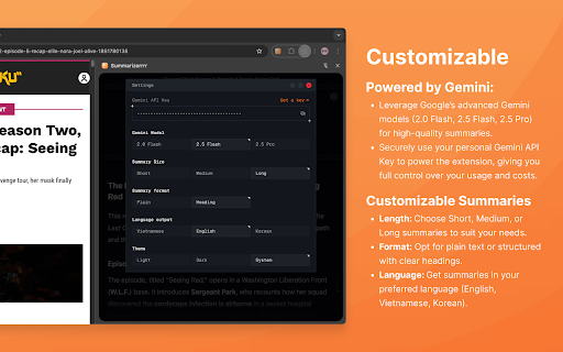 Summarizerrrr  from Chrome web store to be run with OffiDocs Chromium online
