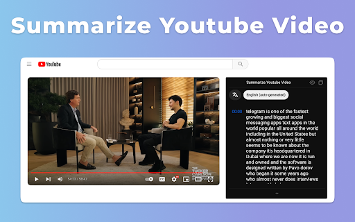 Summarize YouTube Video  from Chrome web store to be run with OffiDocs Chromium online