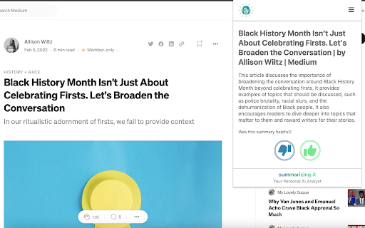 Summarizing It  from Chrome web store to be run with OffiDocs Chromium online