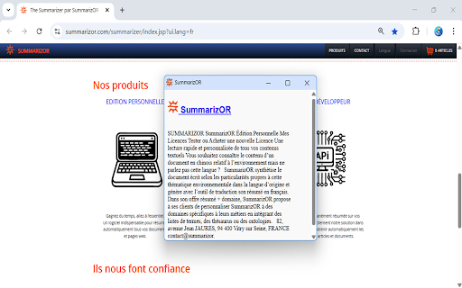 SummarizOR  from Chrome web store to be run with OffiDocs Chromium online
