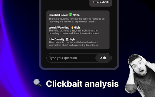 Summd YouTube Summarizer  Clickbait Detector  from Chrome web store to be run with OffiDocs Chromium online