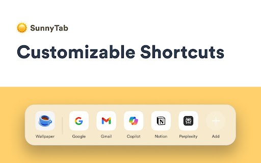 SunnyTab New tab with weather adaptive wallpapers and AI  from Chrome web store to be run with OffiDocs Chromium online