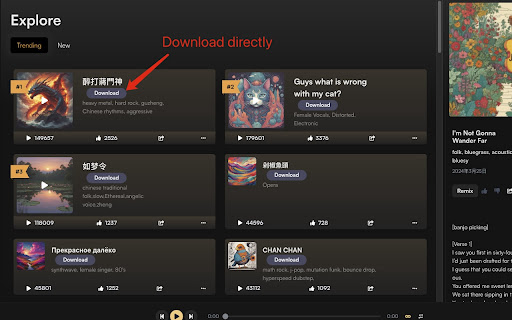Suno AI Downloader  from Chrome web store to be run with OffiDocs Chromium online
