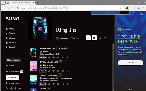 suno download plugin  from Chrome web store to be run with OffiDocs Chromium online