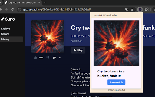 SunoMP3 Downloader  from Chrome web store to be run with OffiDocs Chromium online