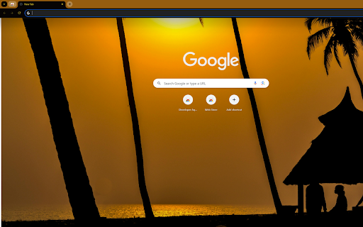 sunset over a vast beach lined with palm trees  from Chrome web store to be run with OffiDocs Chromium online