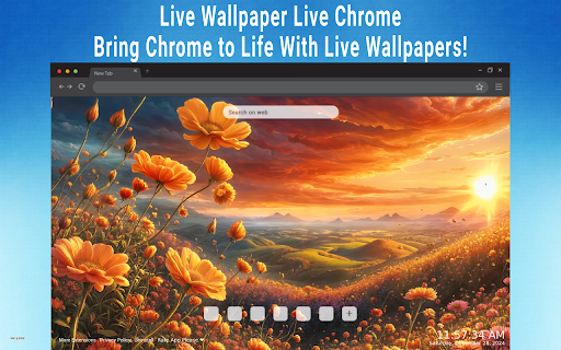 Sunset Over Flower Field Live Wallpaper  from Chrome web store to be run with OffiDocs Chromium online