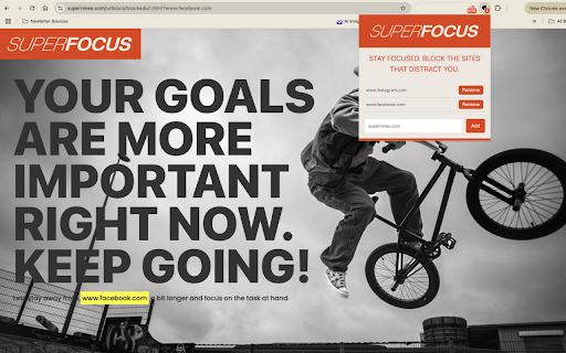SuperBlocker: Block distracting URLs and focus on important tasks.  from Chrome web store to be run with OffiDocs Chromium online