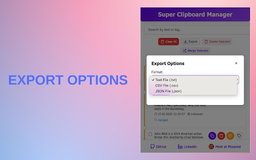 Super Clipboard Manager  from Chrome web store to be run with OffiDocs Chromium online