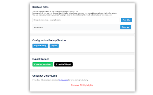Super Highlights by Collava.app  from Chrome web store to be run with OffiDocs Chromium online