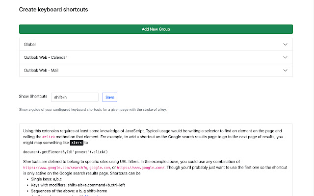 SuperKeys  from Chrome web store to be run with OffiDocs Chromium online