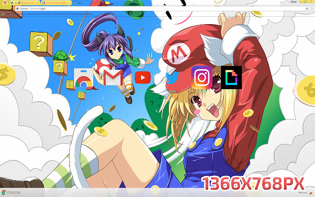 SUPER MARIO SISTERS (ART) | 1366X768PX HD  from Chrome web store to be run with OffiDocs Chromium online