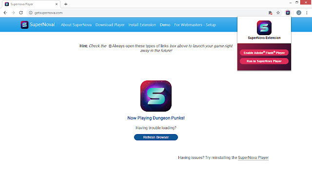 SuperNova SWF Enabler  from Chrome web store to be run with OffiDocs Chromium online