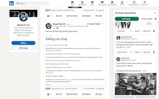Super Post Saver – Smart Bookmark Tool for LinkedIn™ Posts  from Chrome web store to be run with OffiDocs Chromium online