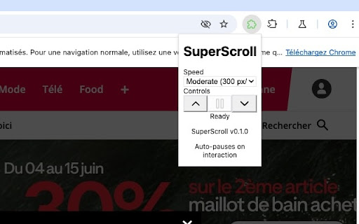 SuperScroll  from Chrome web store to be run with OffiDocs Chromium online