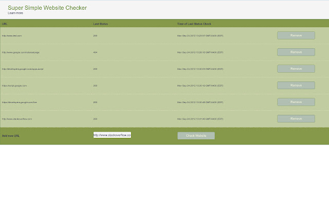 Super Simple Website Checker  from Chrome web store to be run with OffiDocs Chromium online