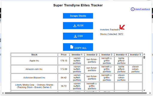 Superstar Investors Tracker  from Chrome web store to be run with OffiDocs Chromium online