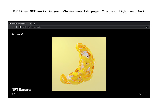 Superstart 69 Millions NFT arts in New Tab  from Chrome web store to be run with OffiDocs Chromium online