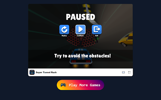 Super Tunnel Rush Racing  Driving  3D Game  from Chrome web store to be run with OffiDocs Chromium online