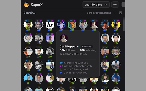 SuperX (Twitter Analytics)  from Chrome web store to be run with OffiDocs Chromium online