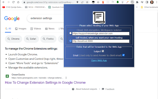 SupportExt  from Chrome web store to be run with OffiDocs Chromium online