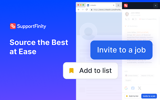 SupportFinity: Get Email, Phone and AI powered Bio of Any Profile  from Chrome web store to be run with OffiDocs Chromium online