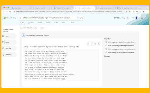 Support Tool for Bing Chat  from Chrome web store to be run with OffiDocs Chromium online