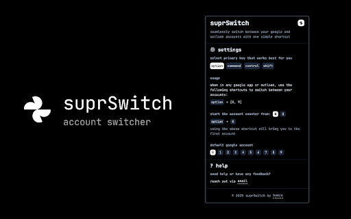 suprSwitch account switcher  from Chrome web store to be run with OffiDocs Chromium online