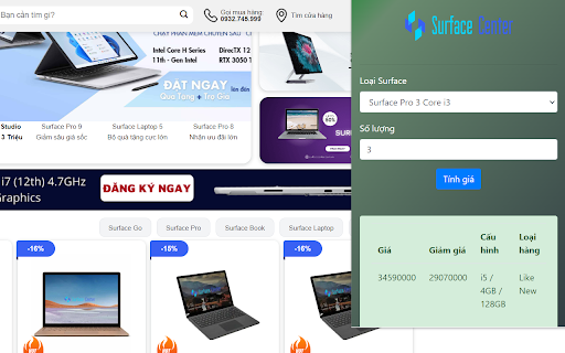 Surface Center  from Chrome web store to be run with OffiDocs Chromium online