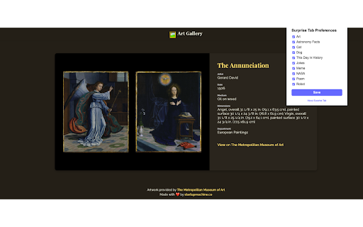 Surprise Tab  from Chrome web store to be run with OffiDocs Chromium online