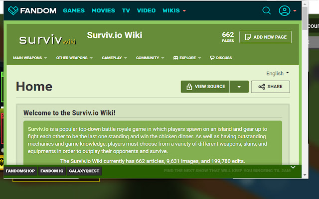 Surviv.io Wiki Extension  from Chrome web store to be run with OffiDocs Chromium online